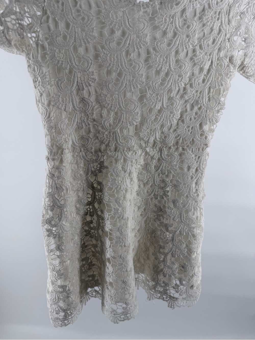 BCBGirls Cream Lace Short Flutter Sleeve Dress - Picture 4 of 9